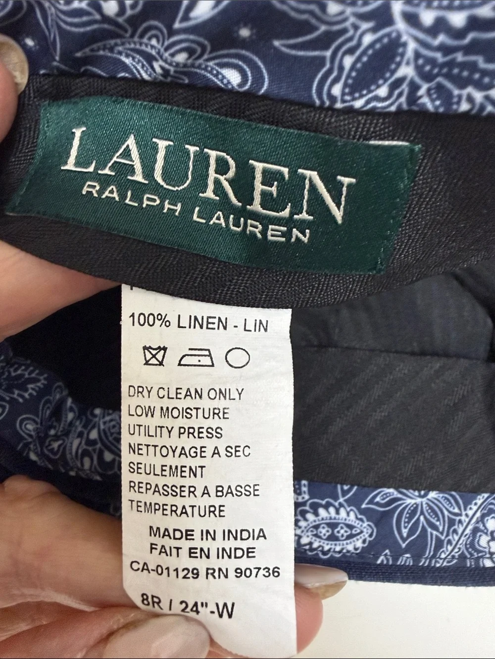 100% Linen Ralph Lauren Navy Dress Pants - Classic Tailored Fit